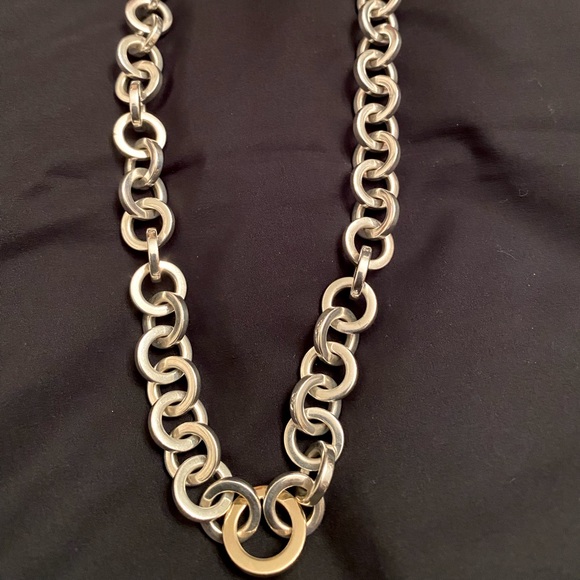Tiffany & Co 18K Gold & Sterling Silver Circle Link Round Necklace - Picture 1 of 3